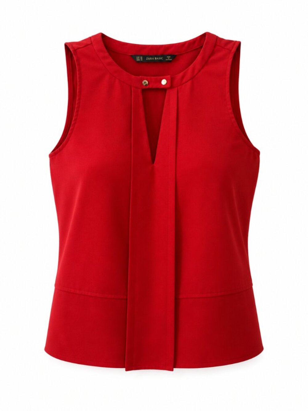 🪩 2/20 Zara Basic Red Keyhole Sleeveless Blouse Top XS